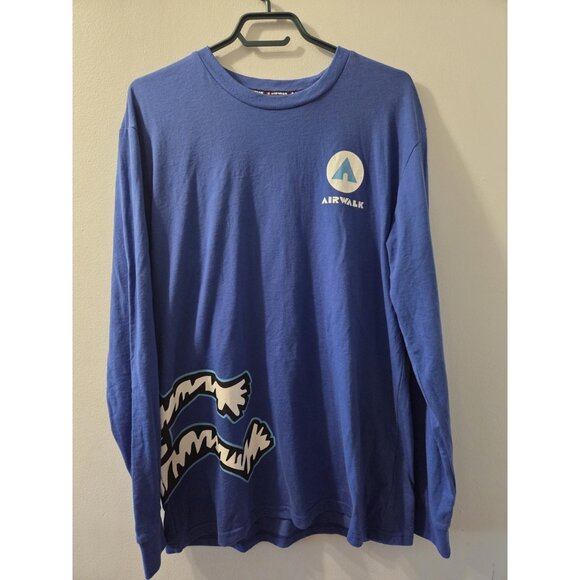 Airwalk Long Sleeves Blue Men T-Shirt Medium Pre-Owned - Picture 1 of 7